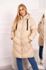 Winter jacket with a collar and hood beige