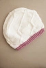 Women's winter hat made of wool with a woven pattern K443 white + pink