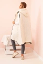 Dámska prešívaná vesta Plus Size s kapucňou na zips svetlo béžová