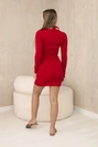 Gestreiftes tailliertes Kleid in Rot