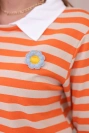 Striped cotton blouse with collar orange+beige