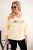 Damen Sweatshirt Plus Size mit Aufschrift und V-Ausschnitt gelb