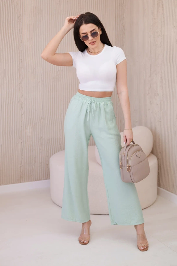 Viscose wide-leg trousers light mint