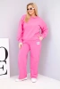 Damen Komplettset Plus Size aus Baumwolle mit lockerer Bluse und Hosen mit weitem Bein rosa