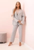 Women's set with viscose – blazer with lapels and trousers with a stripe gray