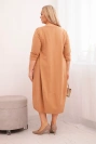 Damen Baumwollkleid Plus Size mit umgeschlagenen Ärmeln und Taschen camelowa
