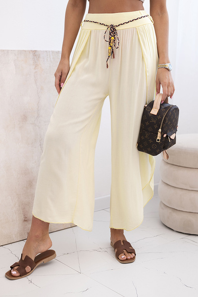 Damenhose aus Viskose mit Beinschlitz gelb