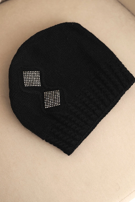 Women's winter wool hat with zirconia K453 graphite