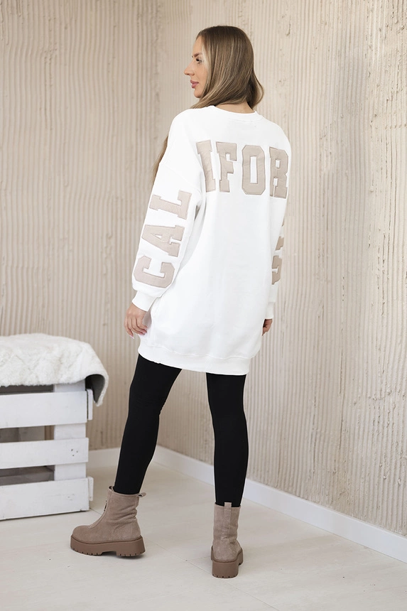 Insulated sweatshirt with California inscription ecru