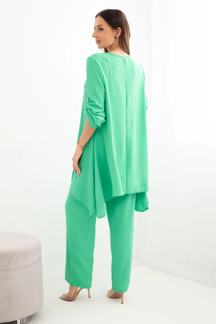 Set of blouse + pants with pendant bright green