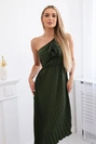Plisseekleid mit Blume khaki