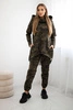 Women's set with hood and camo print khaki + green 