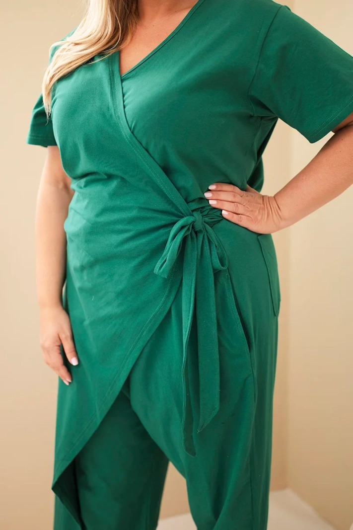 Damen-Overall aus Baumwolle in Plus Size mit Bindung in der Taille grün