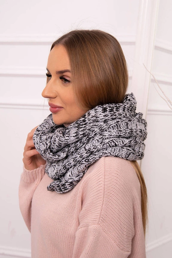KN15 Damen Snood grau+schwarz