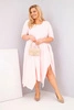 Plus Size women's cotton dress with an asymmetrical hem powder pink
