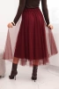 Damen Midi Tüllrock mit Viskosefutter rot bordowy