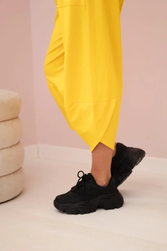 Cotton sweatshirt pants set dark yellow