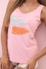 Women's cotton sleeveless blouse with colorful heart print light pink