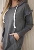 Kleid mit dekorativen Rüschen und Kapuze in graphit