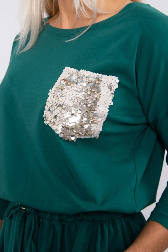 Dress with sequin pocket green