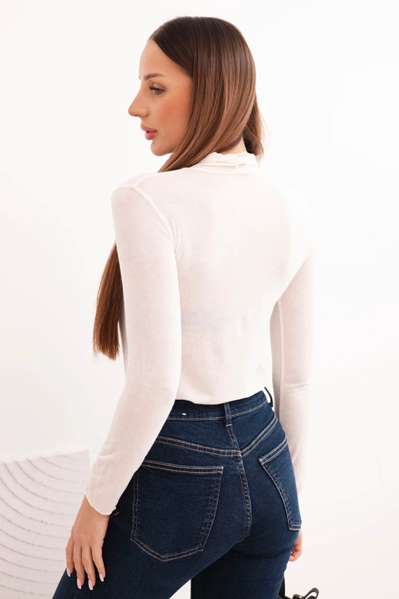 Damenpullover aus Kaschmir mit Rollkragen und langen Ärmeln hellbeige