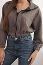 Suede zipper sweatshirt grey