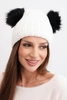 Women's winter wool hat with pompom K433 white