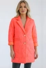 Dámska bunda Plus Size prešívaná s ozdobnými gombíkmi a golierom ružová neón