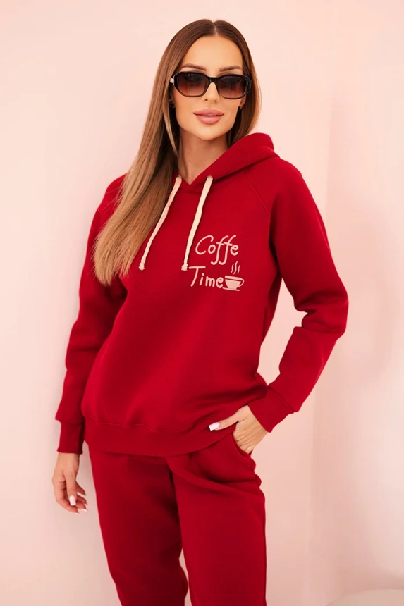 Women's cotton insulated set with print burgundy