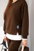 Women's set with a loose sweatshirt and sweatpants brown