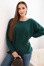 Damenpullover mit längerem Rücken und geprägtem Stern dunkelgrün