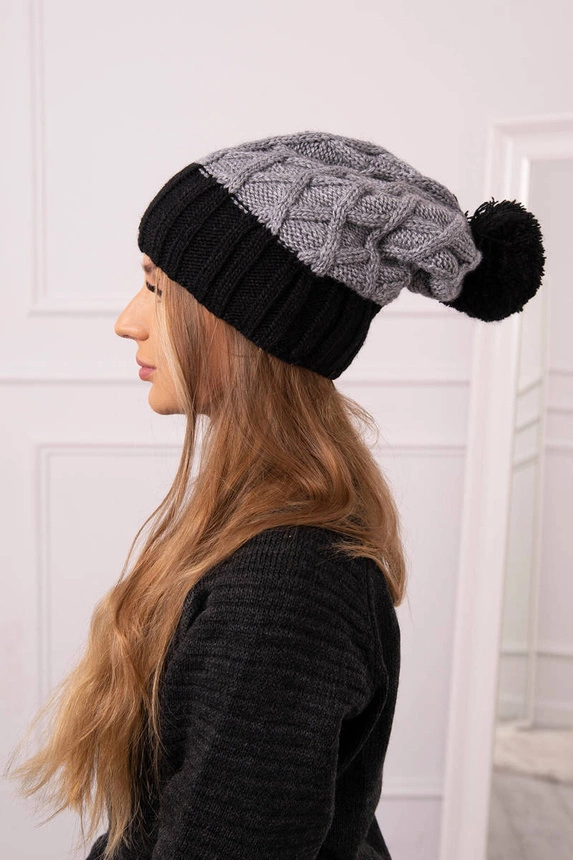 Cap with fleece Milano K203 dark gray+black