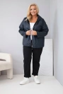 Dámska bunda Plus Size s kapucňou a nastaviteľným spodkom modrá