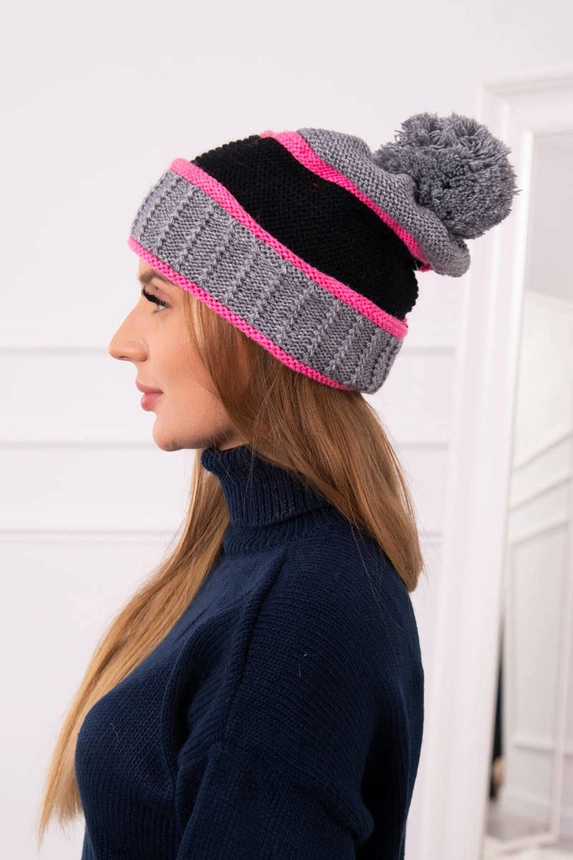 Women's cap Kinga K297 dark gray + black