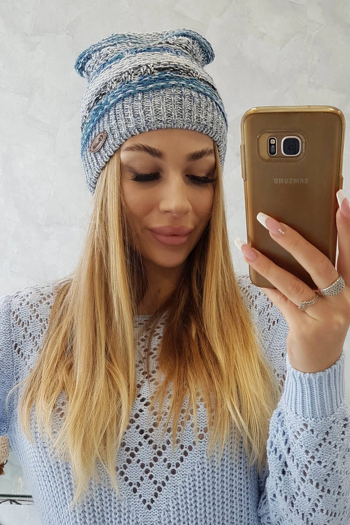 Čapica s fleece Patrycja K254 more + šedá