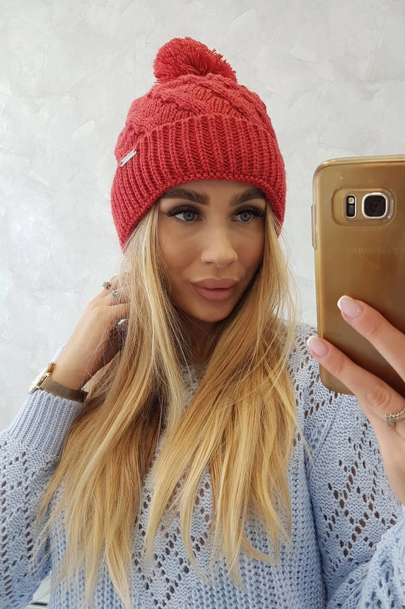 Čapica s fleece Wanda K281 červená