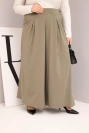 Dámske bavlnené nohavice Plus Size so širokým strihom a voľným strihom khaki