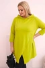 Women's cotton Plus Size asymmetric blouse with rolled sleeves olive