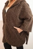 Women's Plus Size coat with a hood and zipper brown