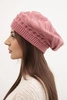 Women's winter wool hat with a loose fit and decorative weave K378 dark pink
