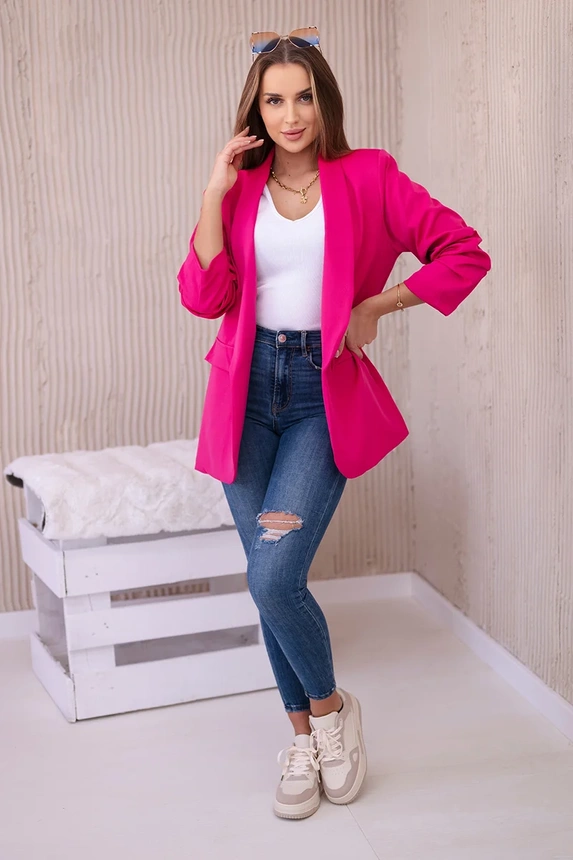 Elegant jacket with lapels fuchsia