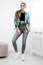 Cotton jacket with a colorful print blue