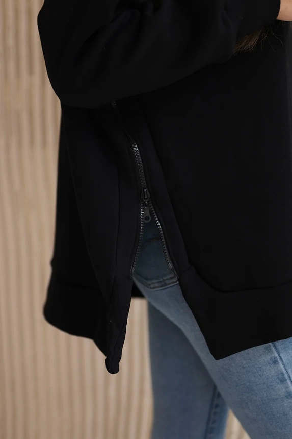 Isoliertes Sweatshirt mit Reißverschluss an der Seite schwarz