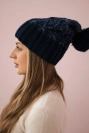 Milano Fleecemütze K203 navy blau melange+grün