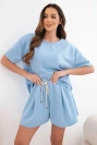 Damen-Set aus butterweicher Viskose mit kurzärmeligem Oberteil und Hose mit aufgekrempeltem Bein mintgrün