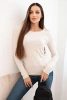 Women's viscose sweater with a round neckline and fitted shape beige
