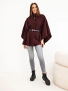 Damenponcho mit Gürtel und hohem Kragen Narzutka śliwkowa