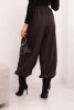 Women's wide-leg trousers with ties at the bottom brown