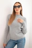 Women's sweater with a half-turtleneck made of soft knit gray
