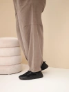 Damenhose Baumwolle Plus Size Cord mit Gummizug im Bund und Taschen fango
